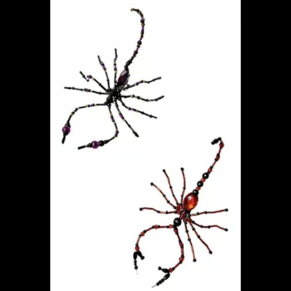 Halloween Beaded Ornate Body Scorpion Clips Holiday Favors 2 Piece Set - Picture 2 of 2